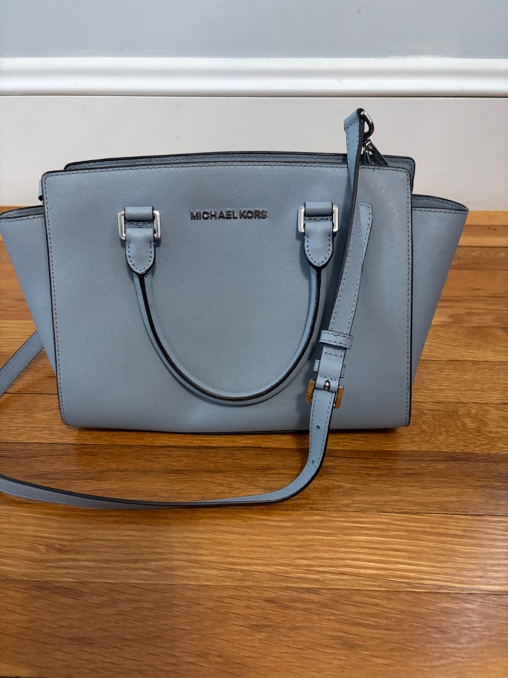 Michael Kors Brown & Light Blue purses both 2 included crossbody satchel bag set - Picture 10 of 16